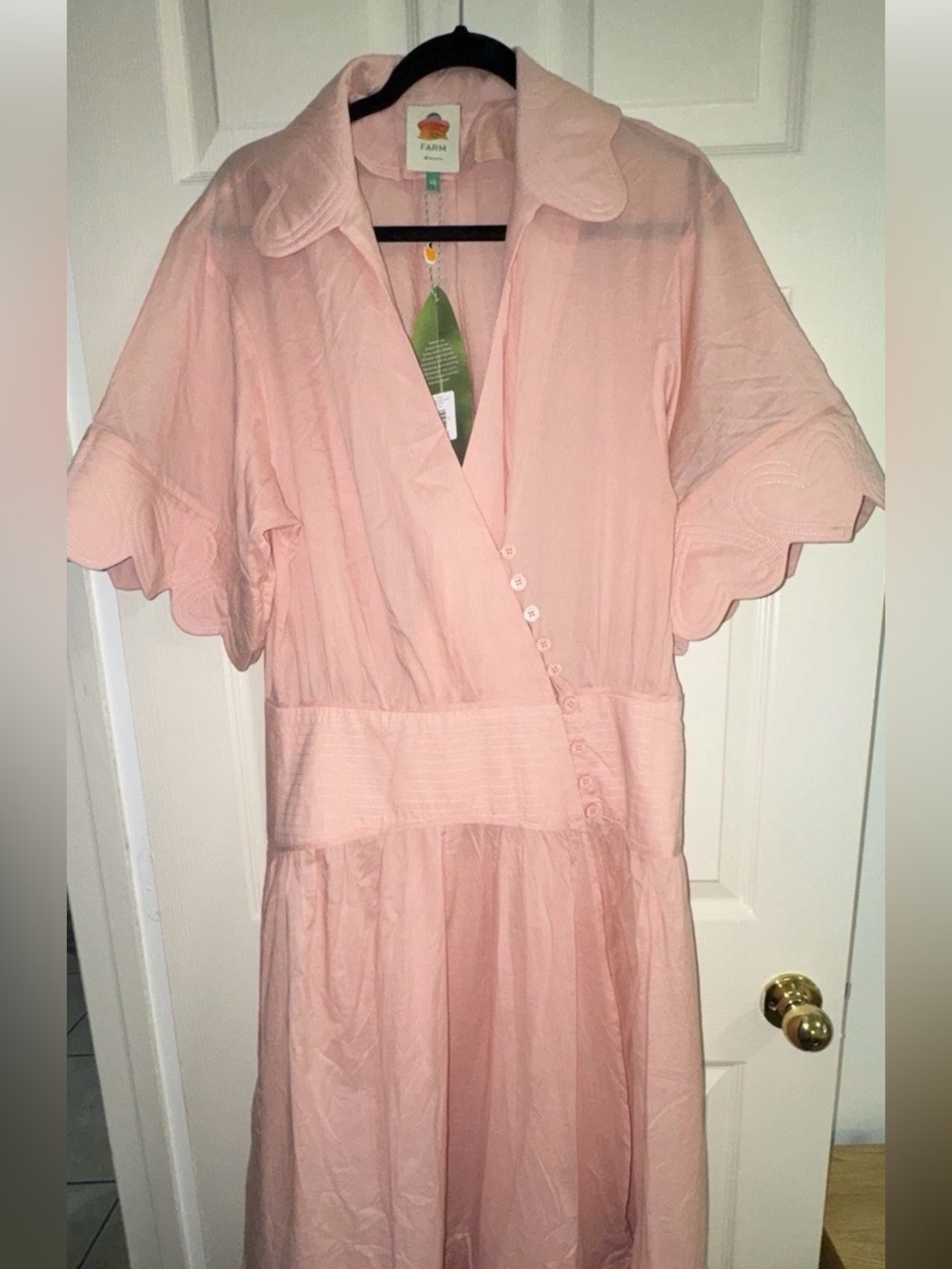 NWT Farm Rio Light Pink Heart Detailed MIDI Dress XS